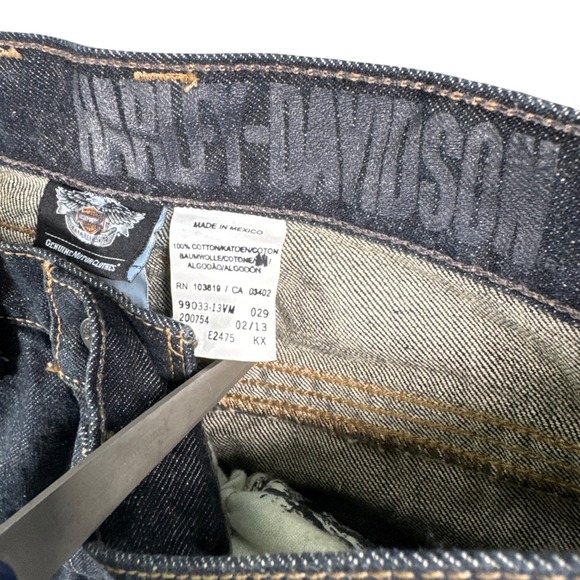 Harley Davidson Y2K Biker Moto Jean Dark Wash Straight Leg Denim Americana 30x30 - Picture 9 of 16